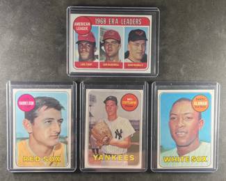 1969 Topps Baseball Cards. ERA Leaders, Harrelson, Stottlemyre, Alomar