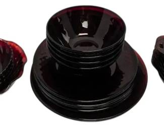 Ruby Red Glass Bowls Plates