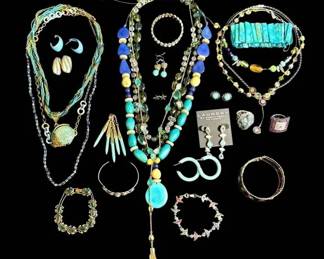 Blue And Turquoise Toned Costume Jewelry