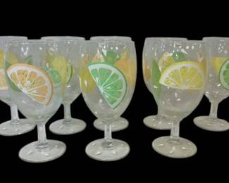 8 Hand Painted Citrus Glasses