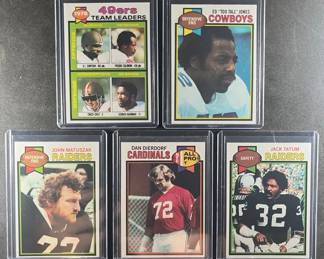 1979 Topps Football Cards. 49ers Team Leaders OJ Simpson, Jones, Matuszac, Dierdorf, Tatum