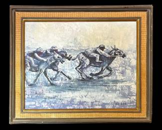 26x22 Horse Racing Oil Painting By CK. Lee