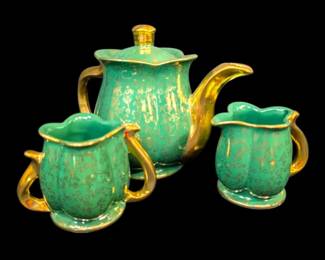 22k Gold Coated Pearl China Co Teapot Set