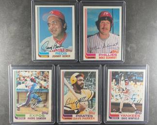 1982 Topps Baseball Cards. Bench, Schmidt, Dawson, Parker, Winfield