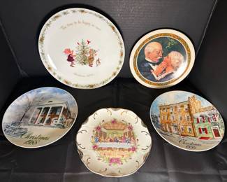 18k Gold Trim Last Supper, Norman Rockwell Other Christmas Themed Plates