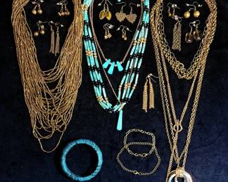 Blue And Gold Toned Costume Jewelry