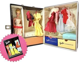 001 1958 Barbie Fashion Doll, Case, Clothes