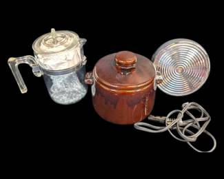 West Bend Bean Crock Pot And Glass Coffee Pot