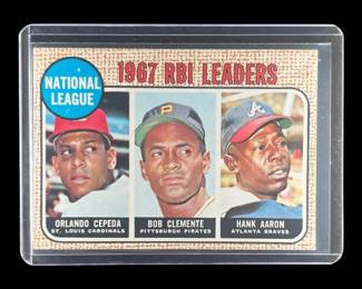 1968 Topps Baseball Card. NL RBI Leaders 3. Cepeda, Clemente, Aaron