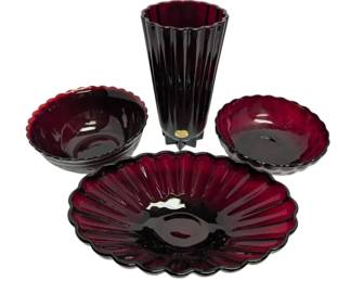 Anchor Hocking Royal Ruby Vase, Bowl More