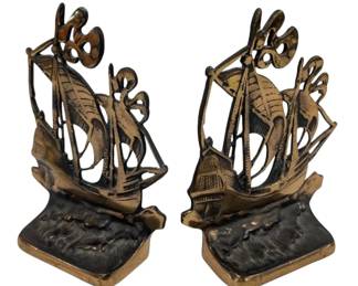 Gluntz Brass Ship Bookends