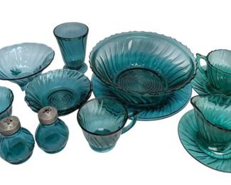 Teal Glass Vintage Kitchenware
