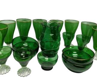 Gold Rimmed Green Glasses, Bowls More