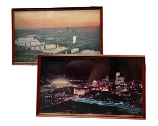 Two 26.5x16.5 Framed Cincinnati Skyline Photographs