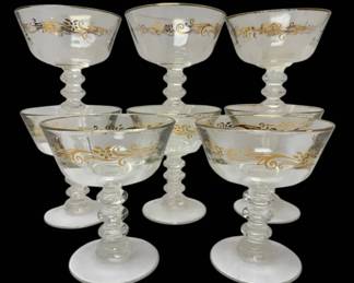 8 Gold Crown Sherbet Glasses By Lifetime Glass