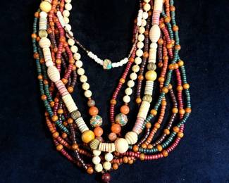 Wood And Stone Beaded Necklaces