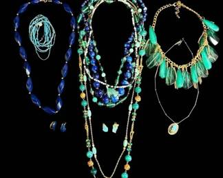Blue And Teal Beaded Jewelry