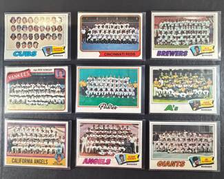 Various Topps Baseball Cards 9. Team Checklists  Unmarked.