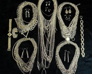 Silver Toned Chains, Necklaces, Earrings, Bracelets