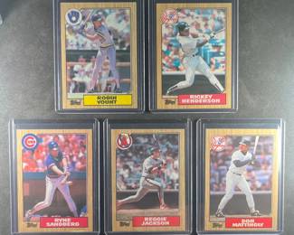 1987 Topps Baseball Cards. Yount, Henderson, Sandberg, Jackson, Mattingly