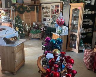 Garage full of holiday stuff.