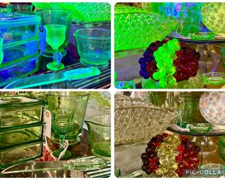 Assortment of Vintage Uranium Glass Kitchenwares