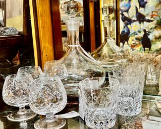 Set of 4 Vintage Gallia by Rogaska Brandy Snifters, Set of 8 Gallia by Rogaska Crystal Rocks Glasses, Ships Decanter