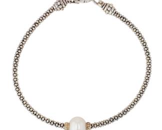 Lagos Sterling & 18K Gold Luna Pearl Caviar Bracelet