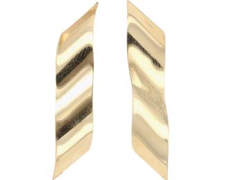 14K Gold Ribbon Bar Earrings