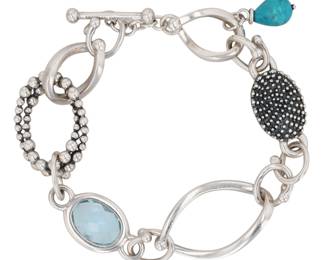 Michael Dawkins Sterling Topaz & Turquoise Starry Night Bracelet