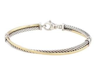 David Yurman Sterling & 18K Gold Cable Crossover Link Bracelet