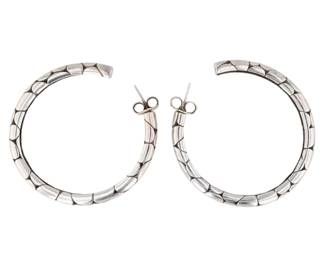 John Hardy Sterling Kali Pebble Large Hoop Earrings