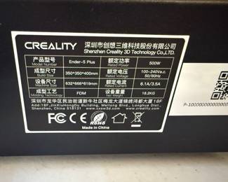 *	#12	Creality Ender-5 Plus 3D Machine w/ cover & accessories Works Great!	 SOLD