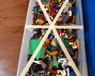 #96	Large bin Legos w/mini figures $75.00