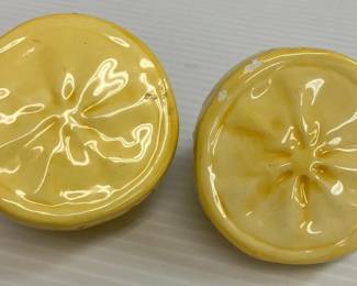 Stock Number:  AAA3031 Lemon Halves Ceramic Salt Pepper Shakers