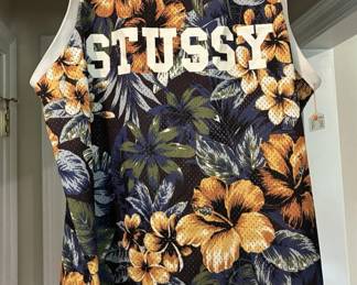 Stock Number: HOM5026 Stussy Vintage Surfing Muscle Shirt With Flowers, Designs