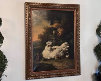 Antique chicken painting