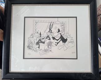 Al Hirschfeld Bugs Bunny Daffy Duck Pencil Signed