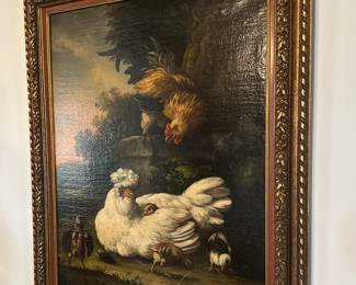 Antique chicken painting