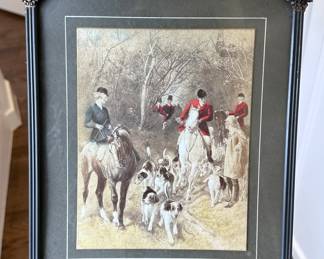Hunt scene with dogs