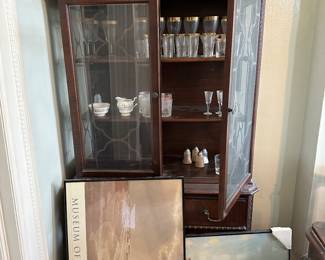 Posters and china cabinet