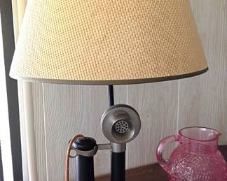 GENUINE ANTIQUE Candlestick phone. Lift the reciever and the lamp turns on.