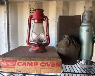 4000  Stanley bottle, Dietz Lantern, Aluminum Canteen, Coleman Lantern, And Coleman Camp Oven 