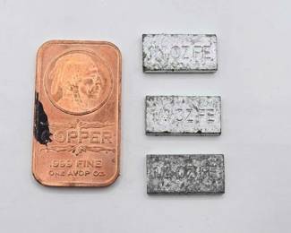 1266  .999 Fine Copper Bar  3 14oz FE Bars 