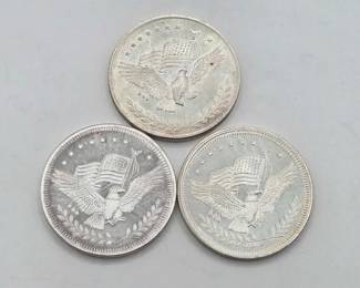 1264  3 .999 Fine Silver Rounds 