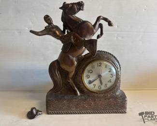 4006 Sessions Meta Rearing Horse Cowboy Mantel Clock
