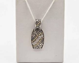 602  18k Gold, Sterling Silver and Diamond Pendant, 7.5g 