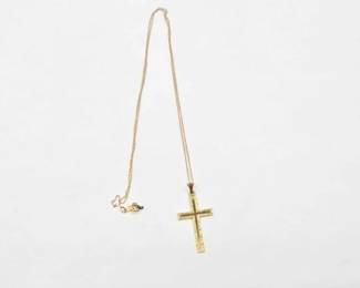 726 14k Gold Chain with Cross, 2.2g