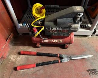 6508  Craftsman Air Compressor and Hedge Trimmers 