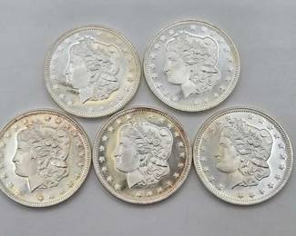 1250 5 .999 Morgan Silver Dollar Coins